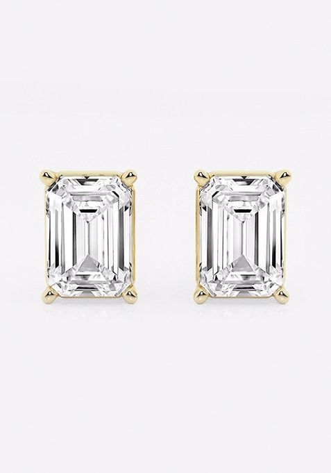 6 ctw Emerald Lab Grown Diamond Solitaire Certified Stud Earrings