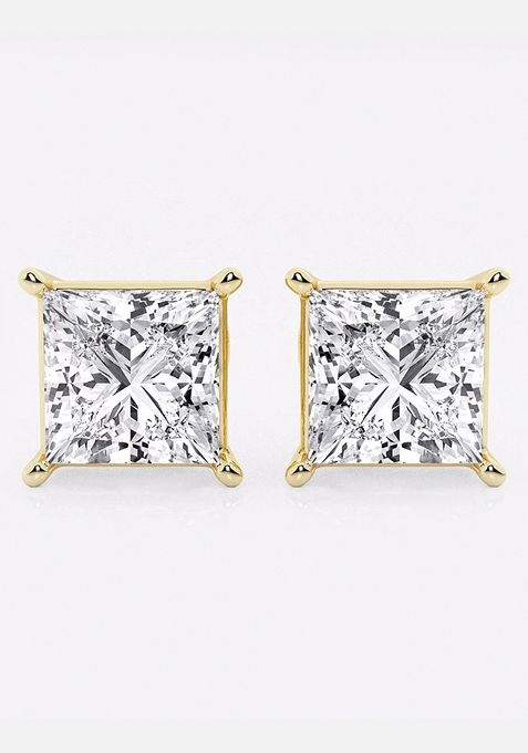 6 ctw Princess Lab Grown Diamond Solitaire Certified Stud Earrings