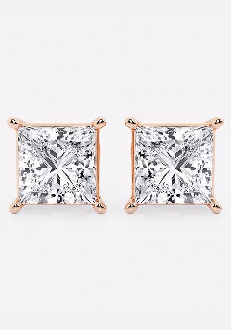 6 ctw Princess Lab Grown Diamond Solitaire Certified Stud Earrings