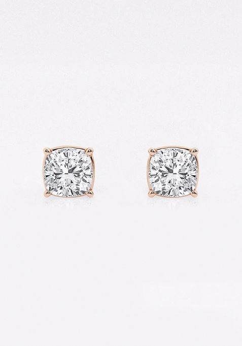 1 ctw Cushion Lab Grown Diamond Solitaire Stud Earrings