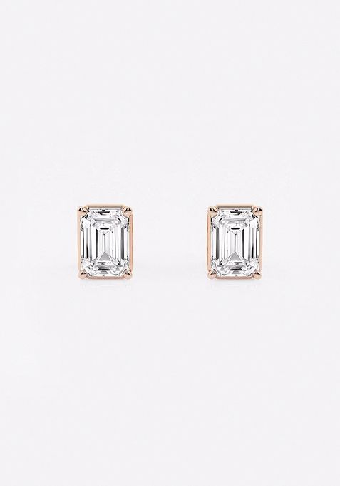 1 ctw Emerald Lab Grown Diamond Solitaire Stud Earrings