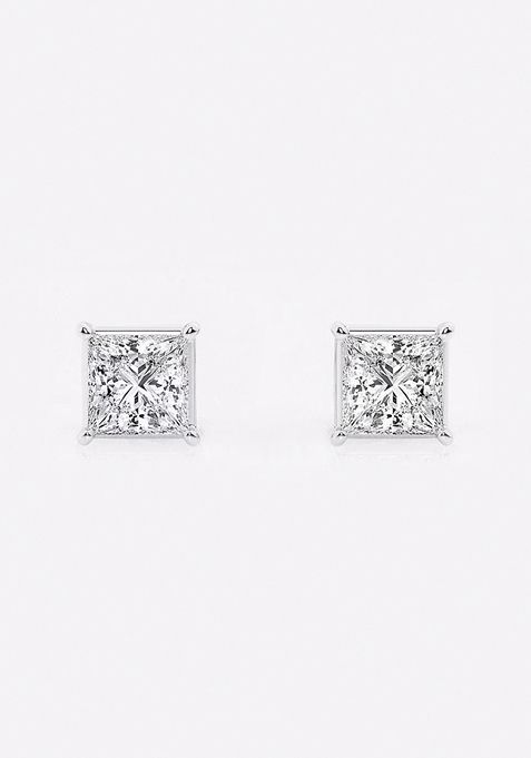 1 ctw Princess Lab Grown Diamond Solitaire Stud Earrings