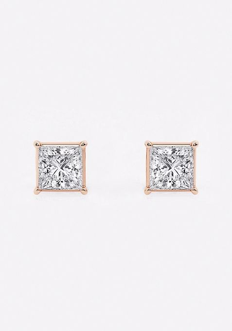 1 ctw Princess Lab Grown Diamond Solitaire Stud Earrings