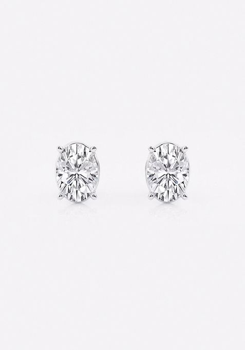 1 1/2 ctw Oval Lab Grown Diamond Solitaire Certified Stud Earrings