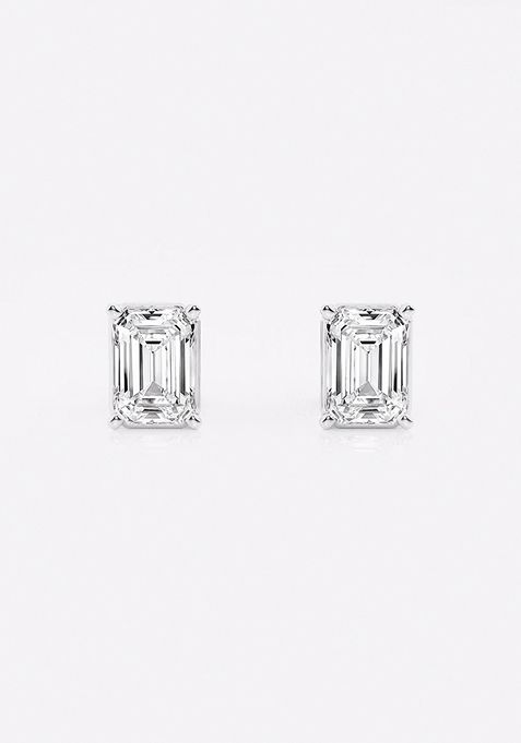 1 1/2 ctw Emerald Lab Grown Diamond Solitaire Certified Stud Earrings