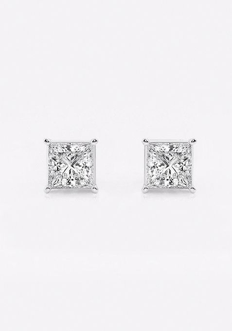 1 1/2 ctw Princess Lab Grown Diamond Solitaire Certified Stud Earrings