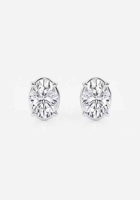 2 ctw Oval Lab Grown Diamond Solitaire Certified Stud Earrings