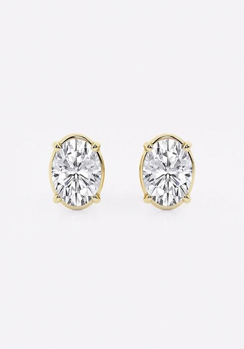 2 ctw Oval Lab Grown Diamond Solitaire Certified Stud Earrings