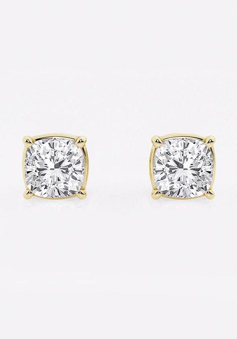 2 ctw Cushion Lab Grown Diamond Solitaire Certified Stud Earrings