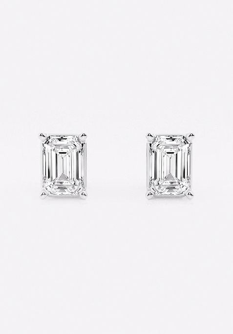 2 ctw Emerald Lab Grown Diamond Solitaire Certified Stud Earrings