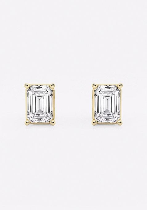 2 ctw Emerald Lab Grown Diamond Solitaire Certified Stud Earrings