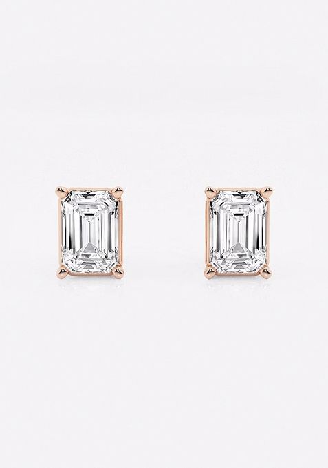 2 ctw Emerald Lab Grown Diamond Solitaire Certified Stud Earrings