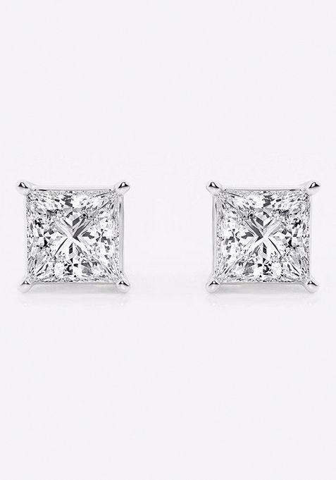 3 ctw Princess Lab Grown Diamond Solitaire Certified Stud Earrings