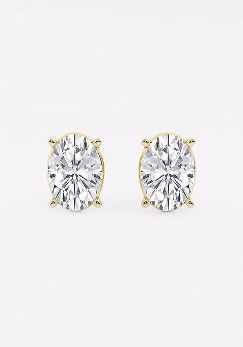 4 ctw Oval Lab Grown Diamond Solitaire Certified Stud Earrings