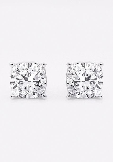 4 ctw Cushion Lab Grown Diamond Solitaire Certified Stud Earrings