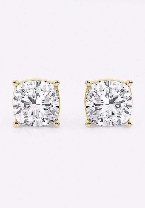 4 ctw Cushion Lab Grown Diamond Solitaire Certified Stud Earrings