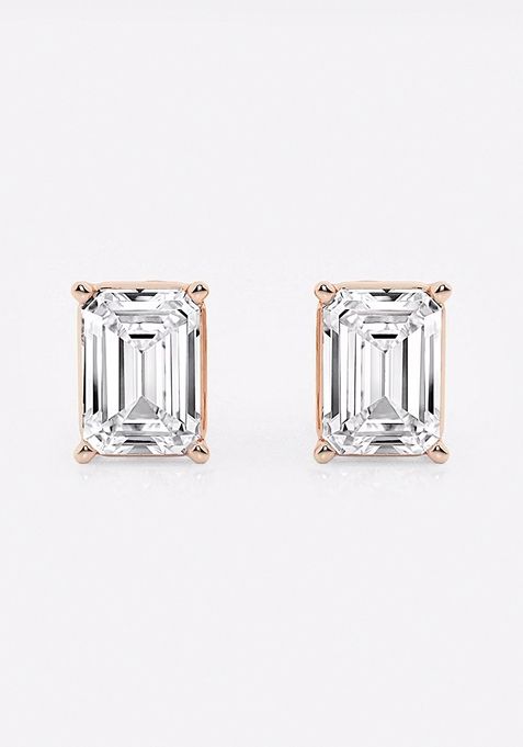 4 ctw Emerald Lab Grown Diamond Solitaire Certified Stud Earrings