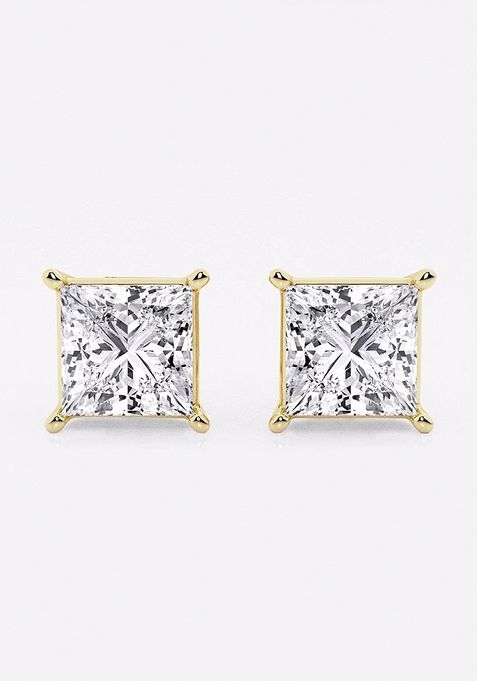 4 ctw Princess Lab Grown Diamond Solitaire Certified Stud Earrings