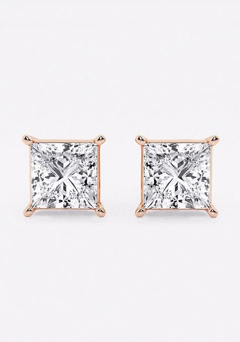 4 ctw Princess Lab Grown Diamond Solitaire Certified Stud Earrings