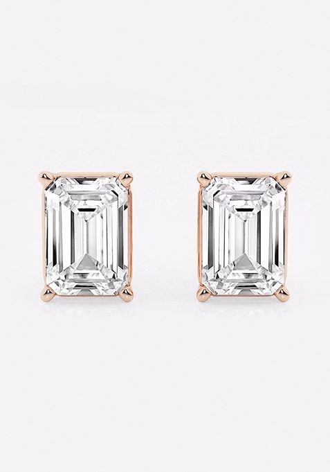 5 ctw Emerald Lab Grown Diamond Solitaire Certified Stud Earrings