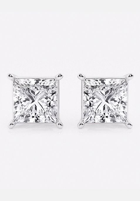 5 ctw Princess Lab Grown Diamond Solitaire Certified Stud Earrings