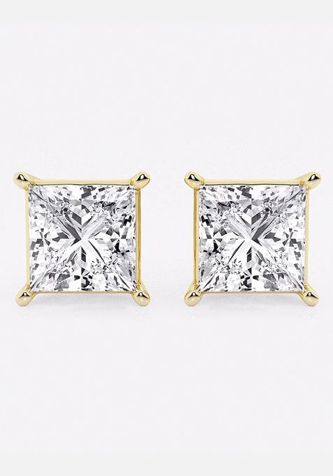 5 ctw Princess Lab Grown Diamond Solitaire Certified Stud Earrings