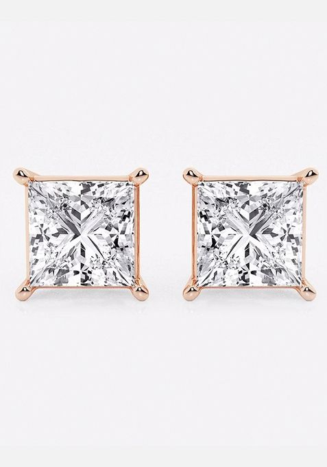 5 ctw Princess Lab Grown Diamond Solitaire Certified Stud Earrings