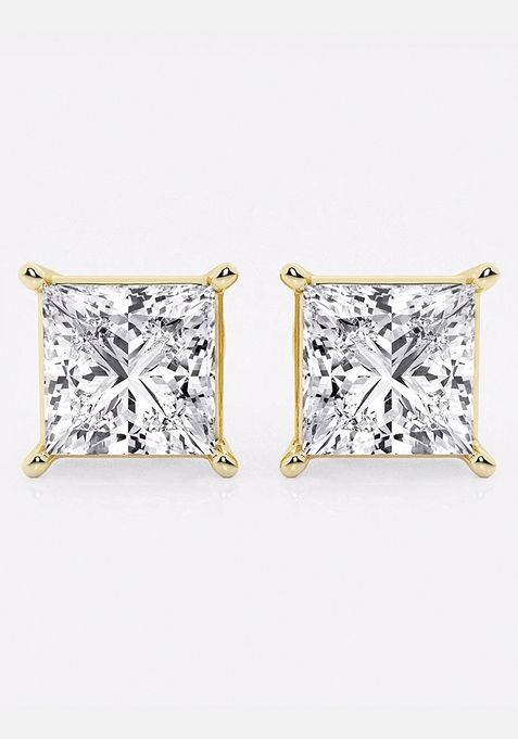 6 ctw Princess Lab Grown Diamond Solitaire Certified Stud Earrings