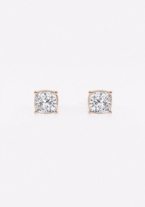 1/2 ctw Cushion Lab Grown Diamond Solitaire Stud Earrings