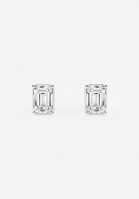 1 ctw Emerald Lab Grown Diamond Solitaire Stud Earrings