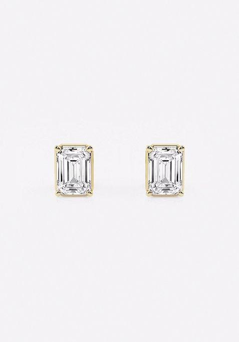 1 ctw Emerald Lab Grown Diamond Solitaire Stud Earrings