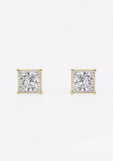 1 ctw Princess Lab Grown Diamond Solitaire Stud Earrings