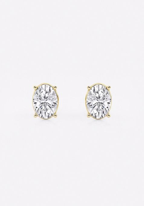 1 1/2 ctw Oval Lab Grown Diamond Solitaire Certified Stud Earrings