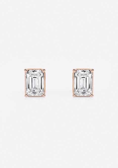 1 1/2 ctw Emerald Lab Grown Diamond Solitaire Certified Stud Earrings