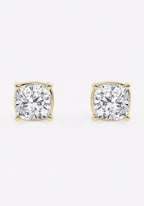 2 ctw Cushion Lab Grown Diamond Solitaire Certified Stud Earrings