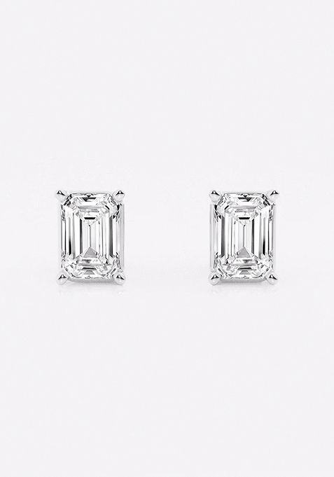 2 ctw Emerald Lab Grown Diamond Solitaire Certified Stud Earrings