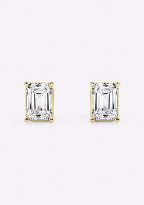 2 ctw Emerald Lab Grown Diamond Solitaire Certified Stud Earrings