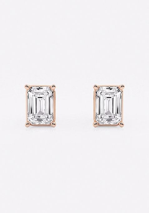 2 ctw Emerald Lab Grown Diamond Solitaire Certified Stud Earrings