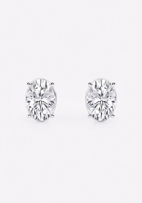 3 ctw Oval Lab Grown Diamond Solitaire Certified Stud Earrings