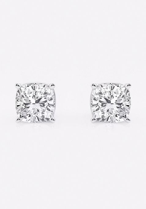 3 ctw Cushion Lab Grown Diamond Solitaire Certified Stud Earrings