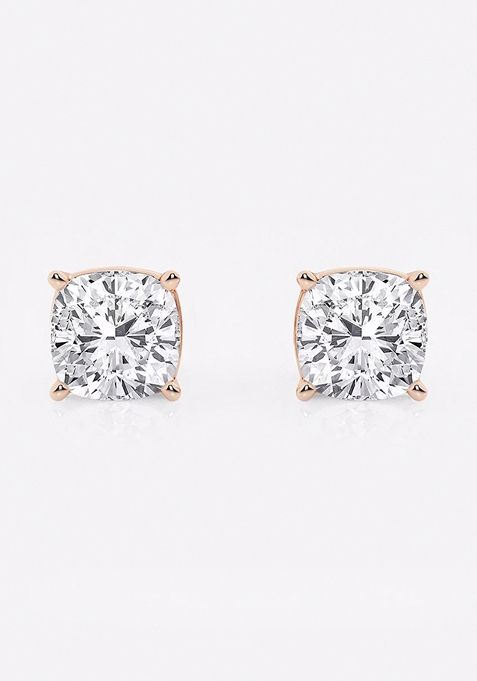 3 ctw Cushion Lab Grown Diamond Solitaire Certified Stud Earrings