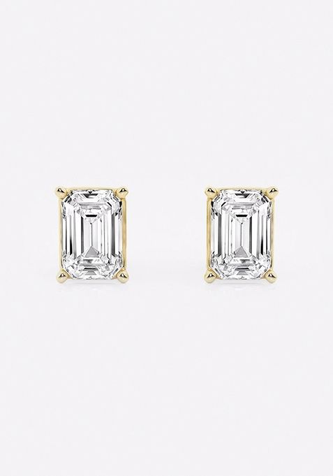 3 ctw Emerald Lab Grown Diamond Solitaire Certified Stud Earrings