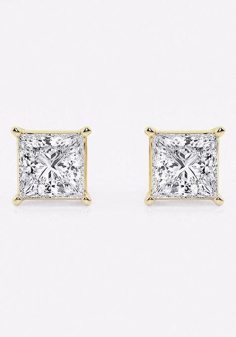 3 ctw Princess Lab Grown Diamond Solitaire Certified Stud Earrings