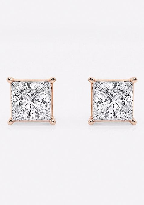 3 ctw Princess Lab Grown Diamond Solitaire Certified Stud Earrings