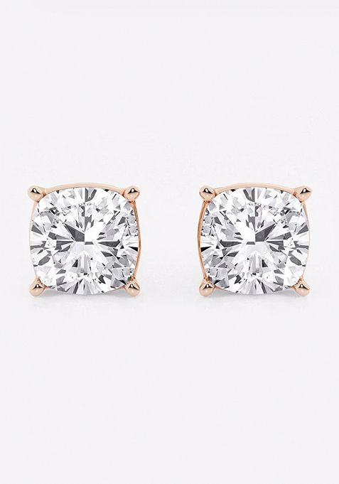 4 ctw Cushion Lab Grown Diamond Solitaire Certified Stud Earrings