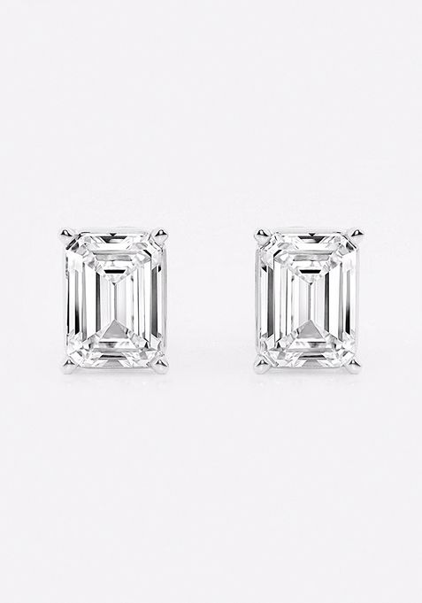 4 ctw Emerald Lab Grown Diamond Solitaire Certified Stud Earrings