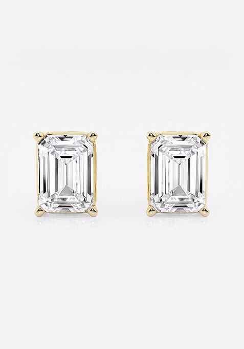 4 ctw Emerald Lab Grown Diamond Solitaire Certified Stud Earrings