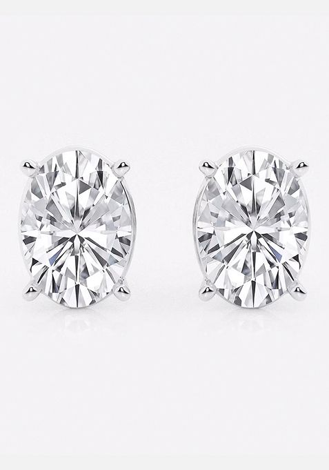 5 ctw Oval Lab Grown Diamond Solitaire Certified Stud Earrings