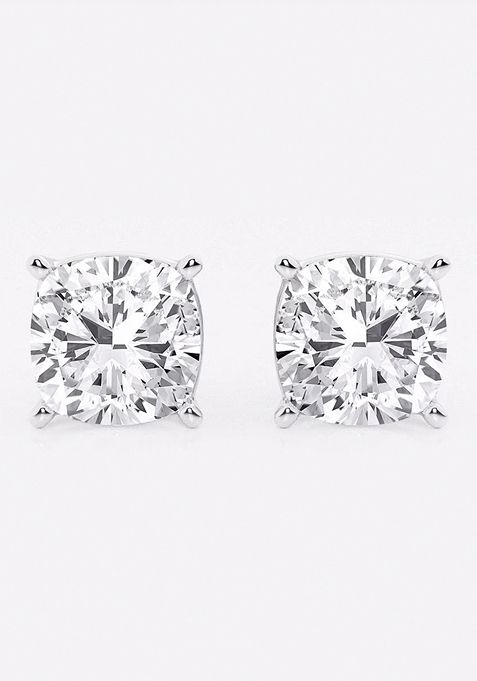 5 ctw Cushion Lab Grown Diamond Solitaire Certified Stud Earrings