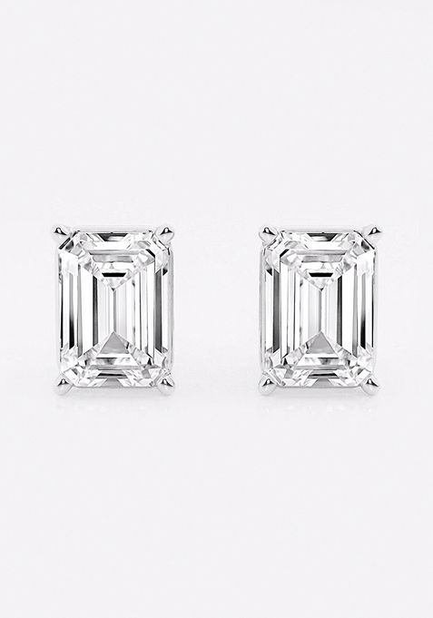 5 ctw Emerald Lab Grown Diamond Solitaire Certified Stud Earrings